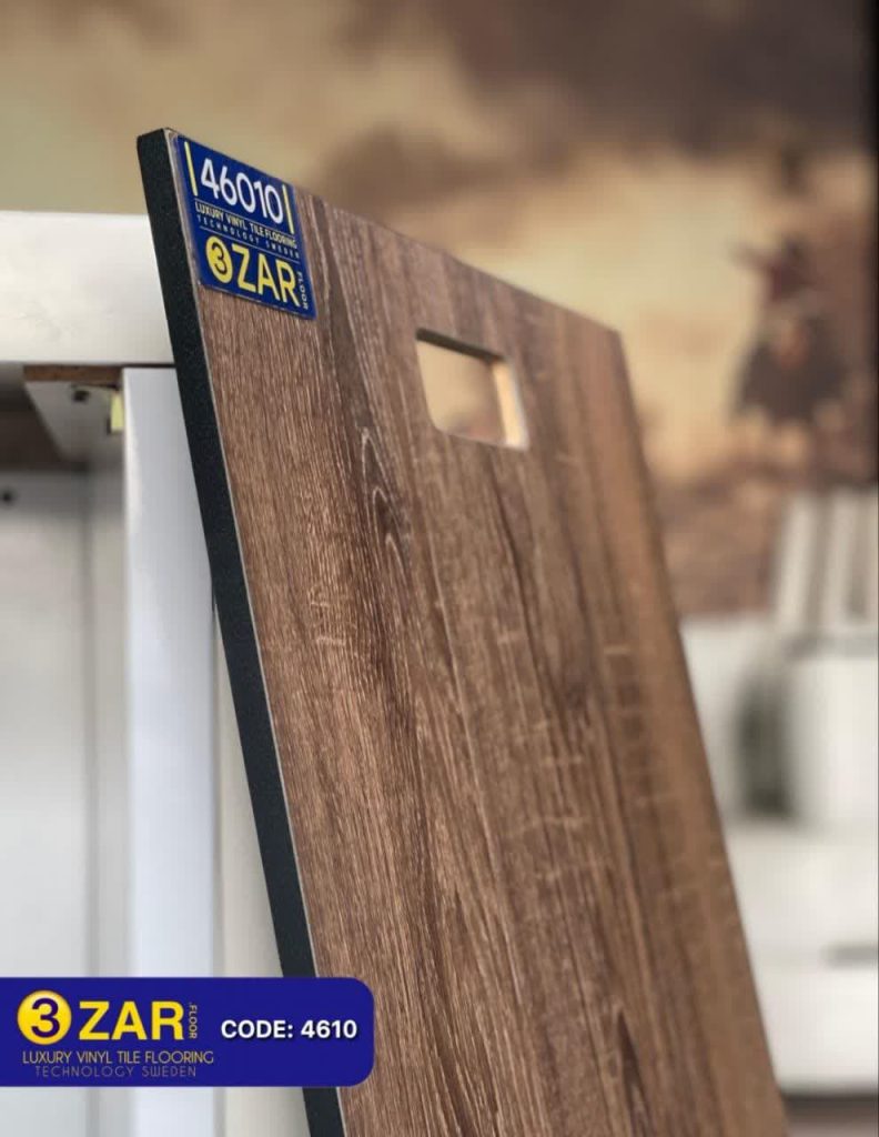 -کفپوش 3ZAR طرح چوب قهوه ای سوخته